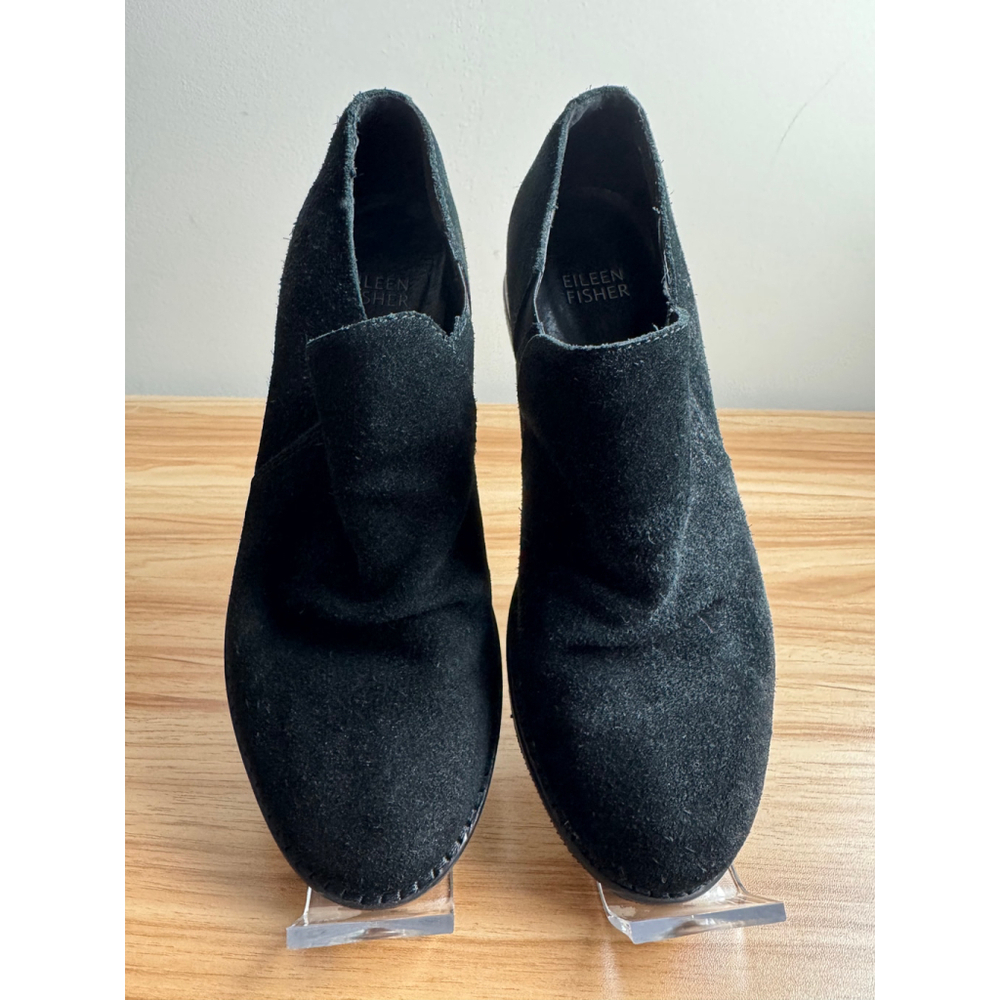 Women's Eileen Fisher Black Suede Ankle Boots Size 6 - Picture 1 of 6